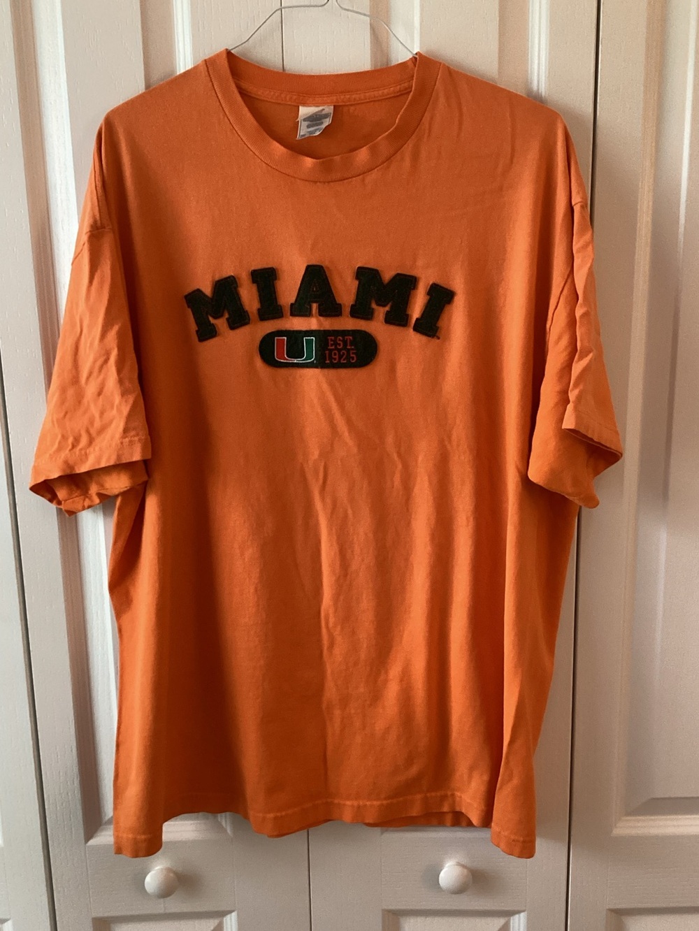 Vintage Y2K MIAMI HURRICANES Mens Tee Shirt - Size 2XL  - Felt Lettering - IEC